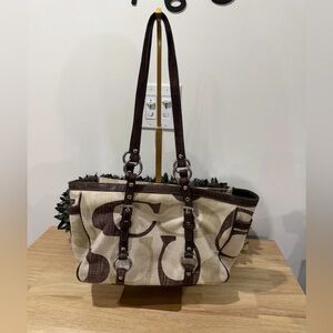 Coach Vintage Brown And Cream Tote